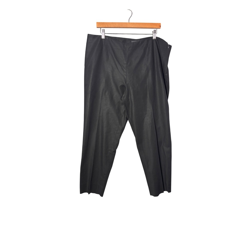 Lafayette 148 Women Pants 14 Black Side Zip Ankle Slit Cotton Stretch Minimalist